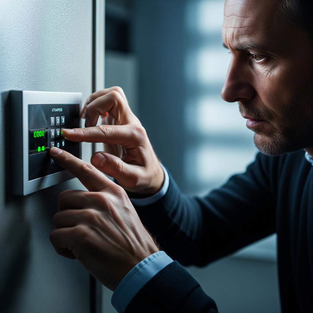 Man unlocking a digital lock